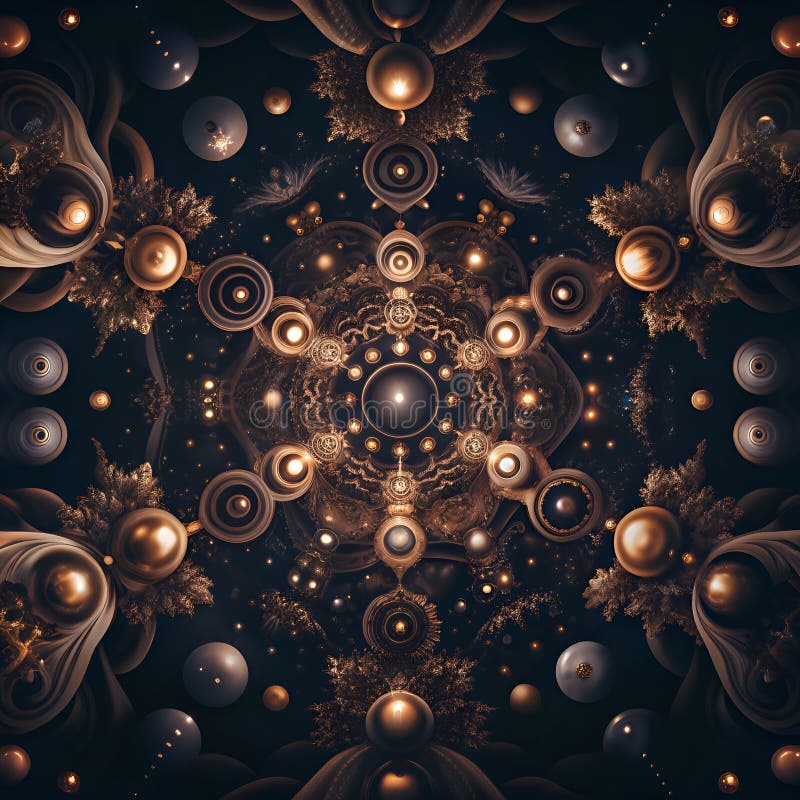 Model celest de aur abstract cu orbi strălucitori și detalii complexe vector illustration