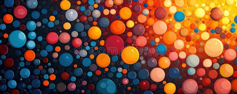 Model circular colorat abstract cu sfere vibrante suprapuse pe fundal întunecat royalty free stock photos