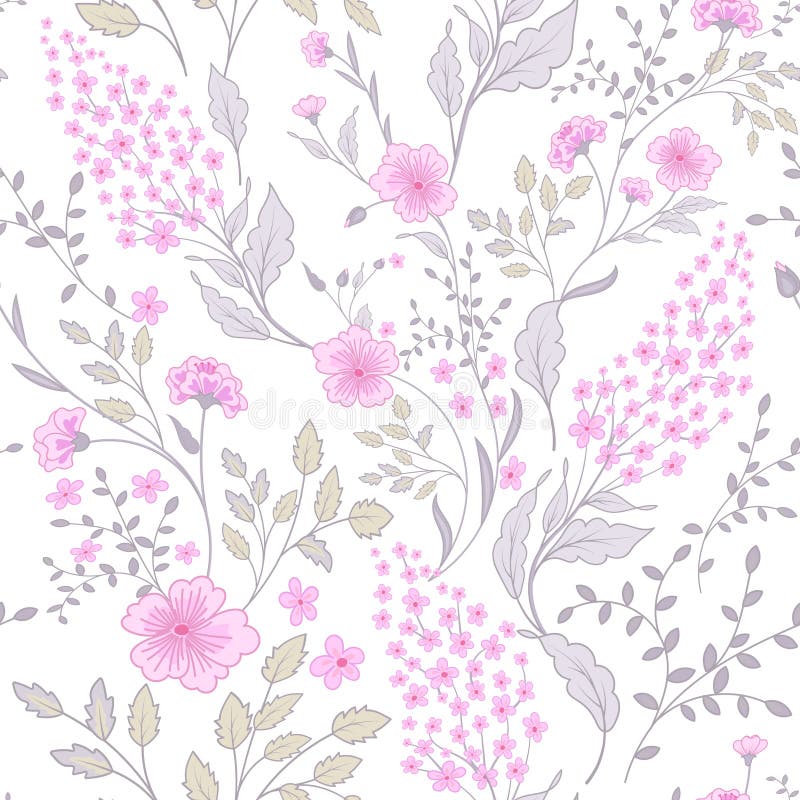 Model colorant verde roz delicat. flori mici și drăguțe, fără sudură, pentru design textil. modelul calico din țară royalty free illustration