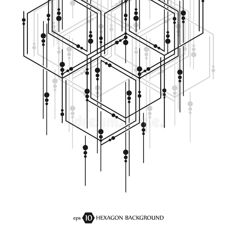 Model de afaceri hexagonal. cercetare științifică medicală. grilă de structură hexagoane. fundal geometric abstract royalty free illustration