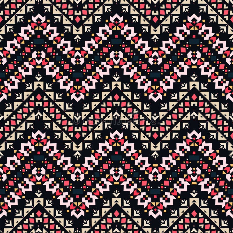Model de artă tribală fără sincope. tipărire geometrică etnică. textură mozaic colorată repetată. royalty free illustration
