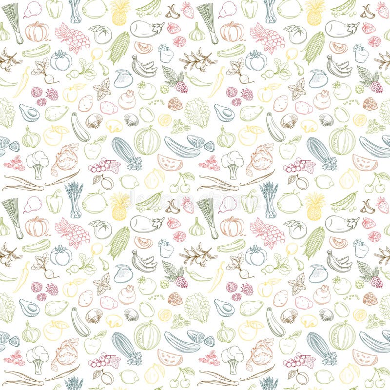 Model de fond fără sudură pentru fructele și legumele proaspete de fermă ecologice royalty free illustration