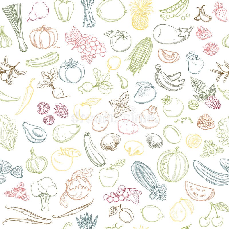 Model de fond fără sudură pentru fructele și legumele proaspete de fermă ecologice stock illustration