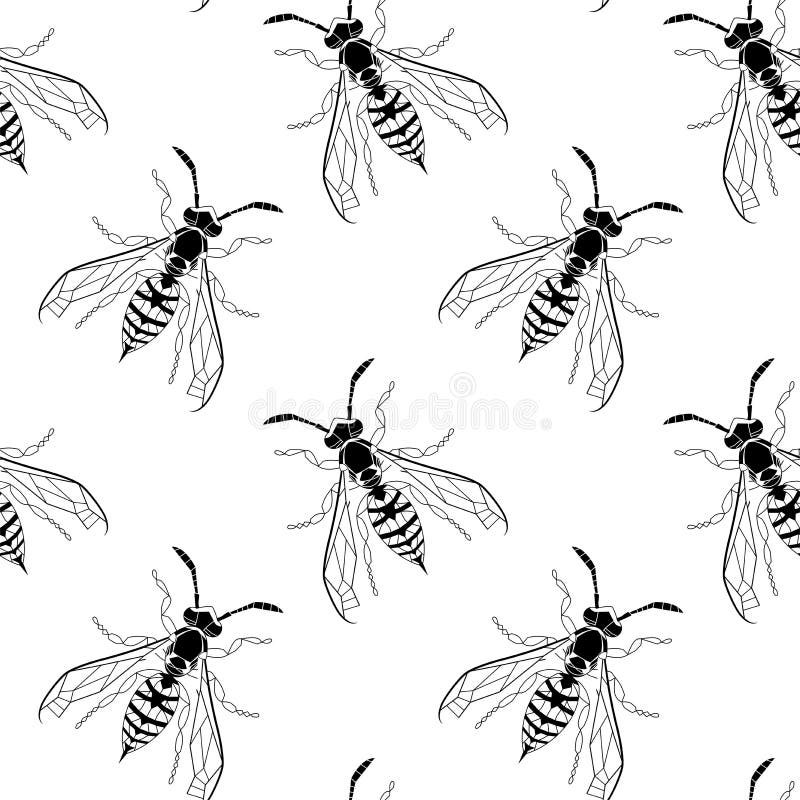 Model de insectă fără sudură. design periculos pentru textura țesăturii. bug-uri albe și negre izolate pe alb vector illustration