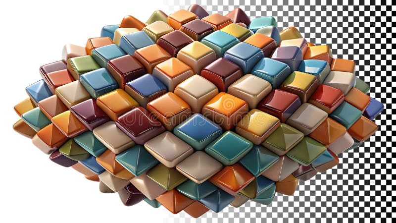 Model de mozaic cub geometric colorat design abstract de fundal png imagine transparentă Generative AI stock illustration