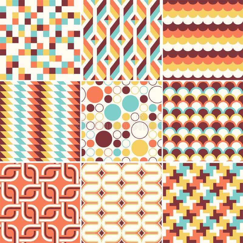 Model de pernă geometrică abstractă, colorată, retro-elegantă și fără sudură royalty free illustration
