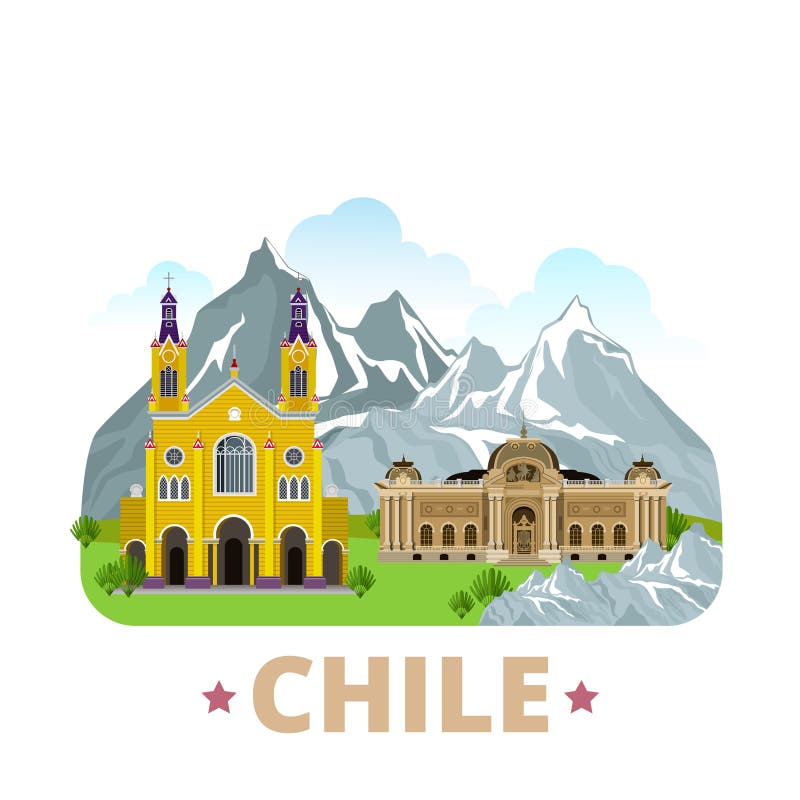 Model de țară din Chile model tip desen cu design plat, cu stil w stock illustration