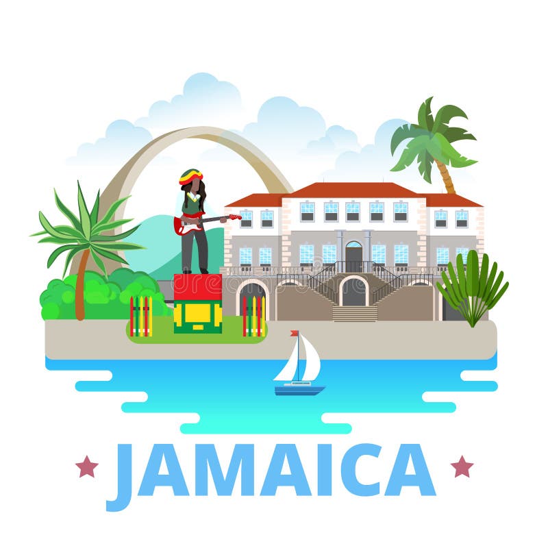 Model de țară jamaica model tip desen cu model plat vector illustration