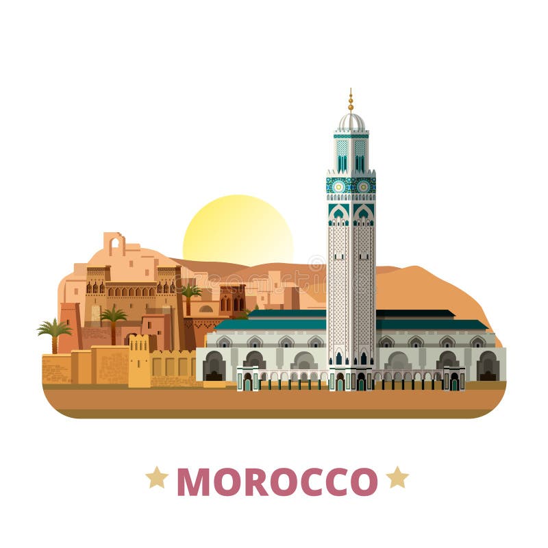 Model de țară marocan pentru stil desen cu model plat stock illustration