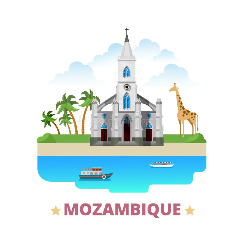 Model de țară mozambic model schiță plat royalty free illustration
