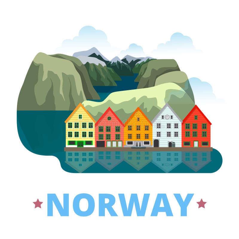Model de țară norvegian pentru design - model de desen animat plat stock illustration