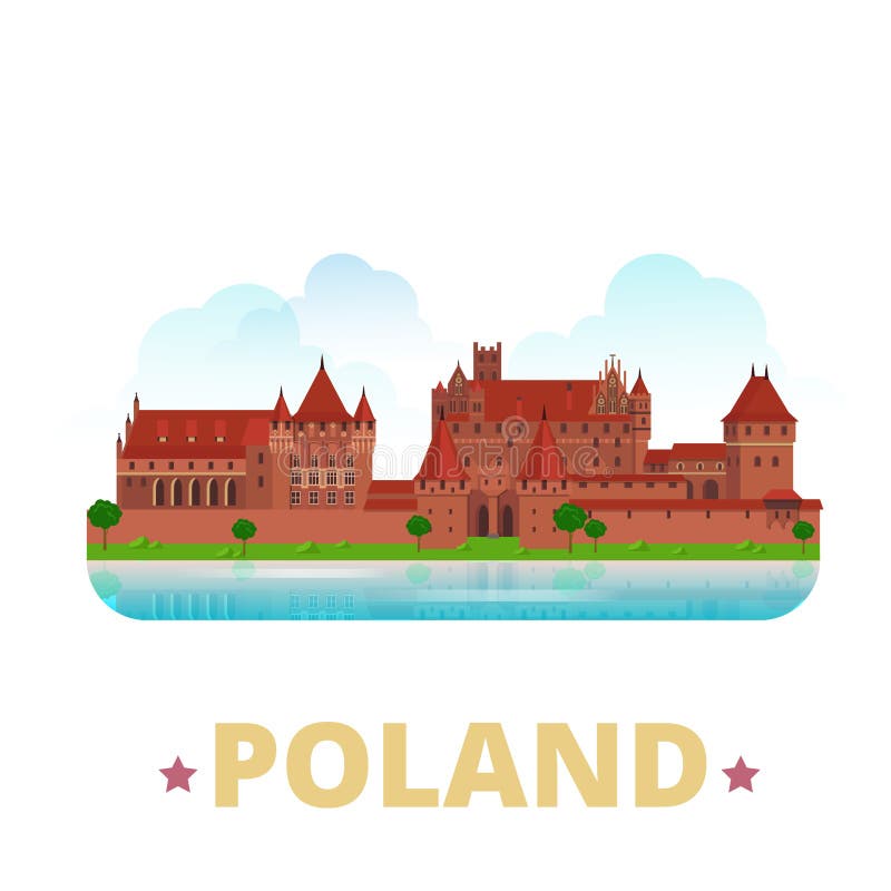 Model de țară poloneză model desen cu model tip desen cu model plat vector illustration