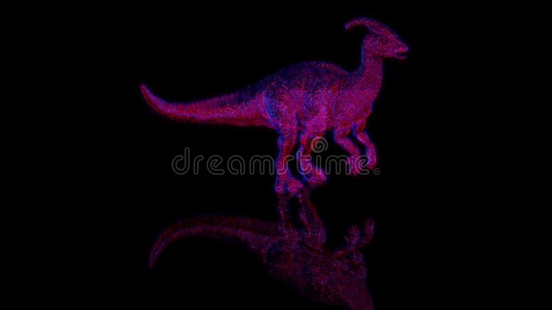 Model dinozaura renderowania animacji 3d na czarnym tle ilustracja wektor