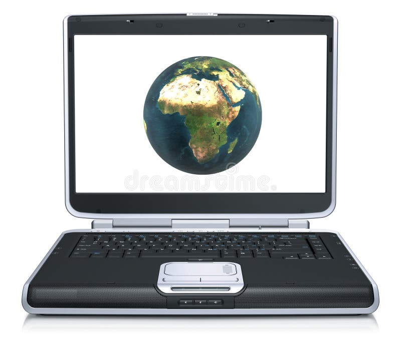 Model of the earth on laptop screen