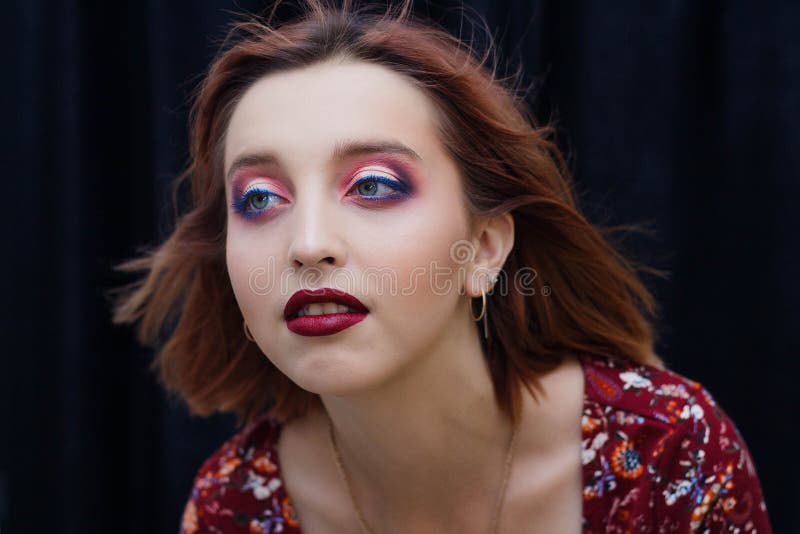Model Face Poses on the Camera Stock Image Image of close, hairstyle