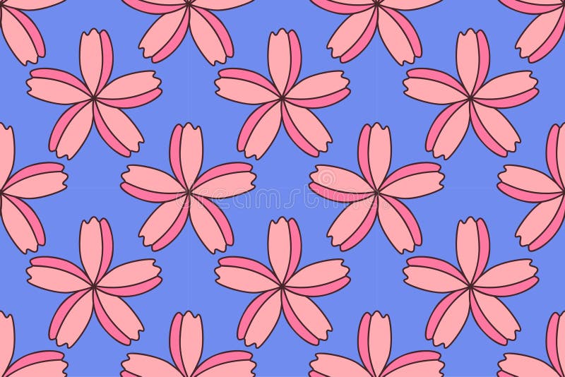 Model floral cu flori de sakura roz delicat pe fond albastru moale royalty free illustration