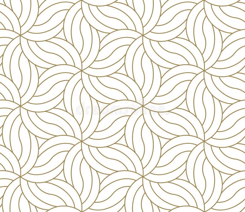 Model floral fără sudură cu textură abstractă a liniei de flori geometrice aurie pe fond alb. moderat vector illustration
