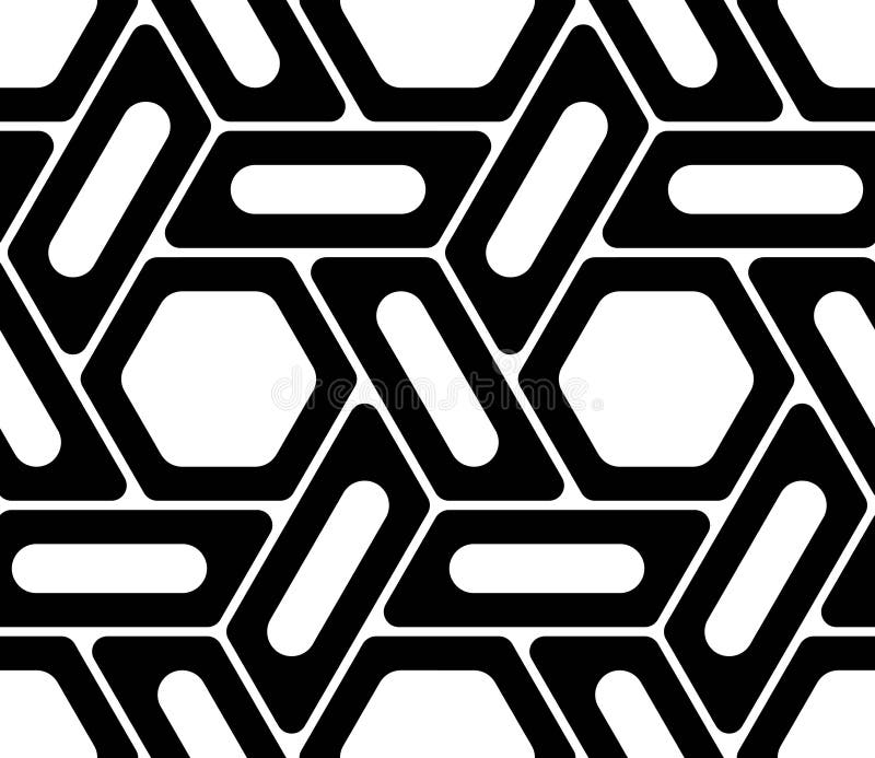 Model geometric modern fără sudură hexagon abstract alb-negru royalty free illustration