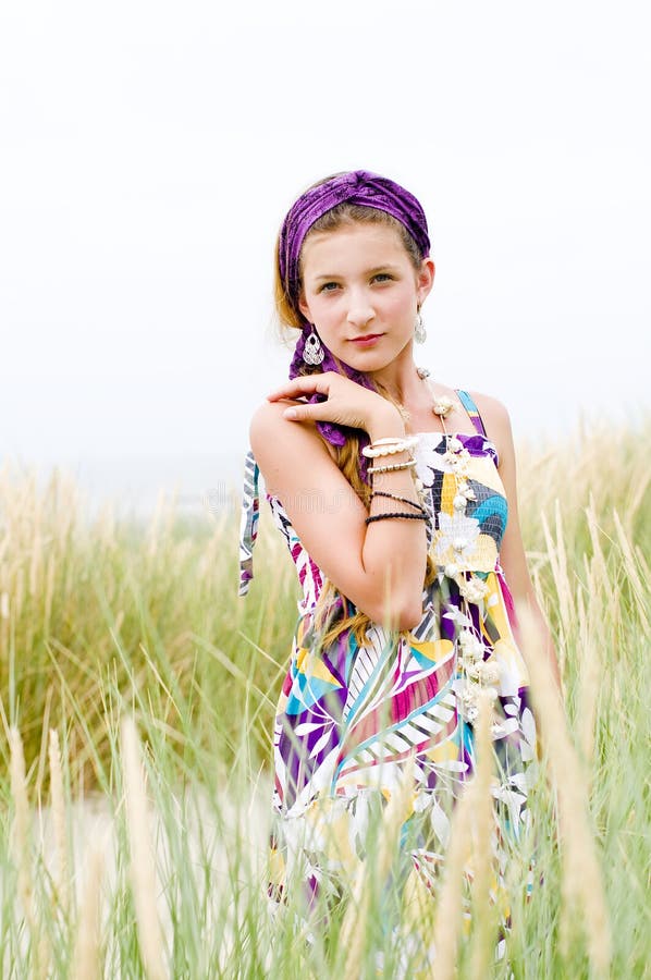 Model girl on the beach