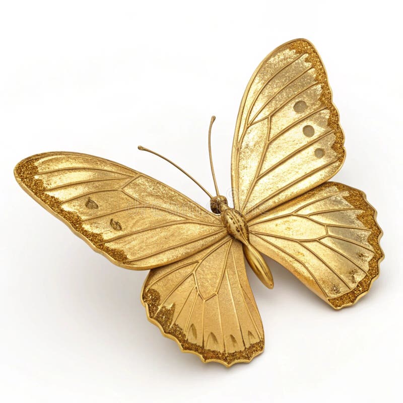 Model Gold Butterfly 3D izolat realist royalty free illustration