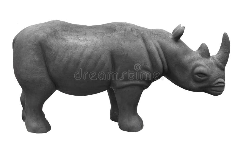 Model of a grey African rhinoceros or rhino isolated on white