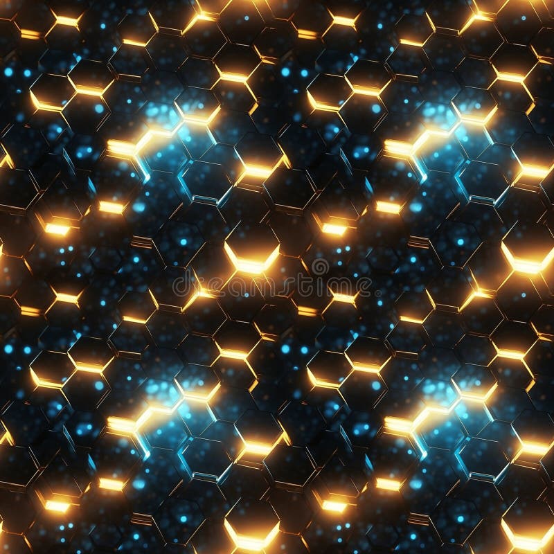 Model hexagonal fără sudură care luminează fundalul geometric al fagurilor abstract de culoare metalică stock photography