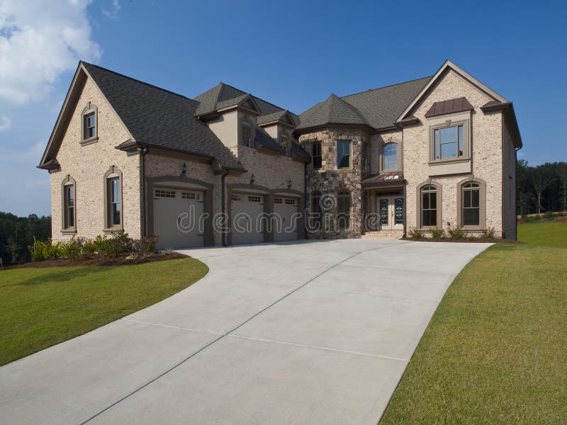Model home luxury house with driveway stock photos Model home luxury house with driveway stock photos