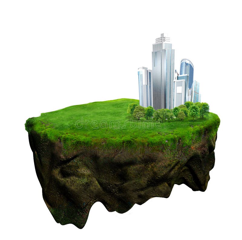 Model insular 3d plutitor și ilustrare digitală stock illustration