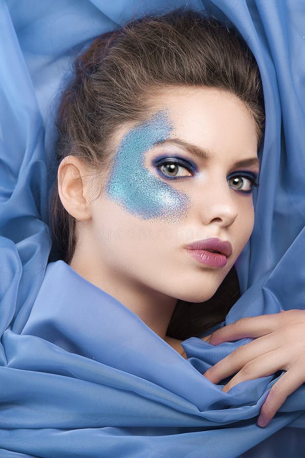 Model Laying on Purple Silk Sheets Stock Image Image of adult