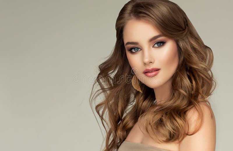 Young Blonde Haired Beautiful Model With Long Well Groomed Hair Dressed In Golden Earrings Perfect Freely Laying Hairstyle Stock Image Image Of Beautiful Fragrance 154726479