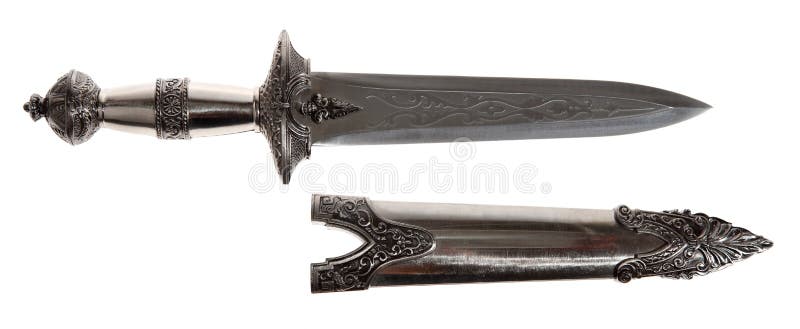 Model of the old dagger with a white background royalty free stock photos