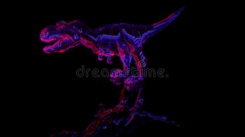 Model renderowania dinozaurów rex 3d animacji na czarnym tle ilustracji