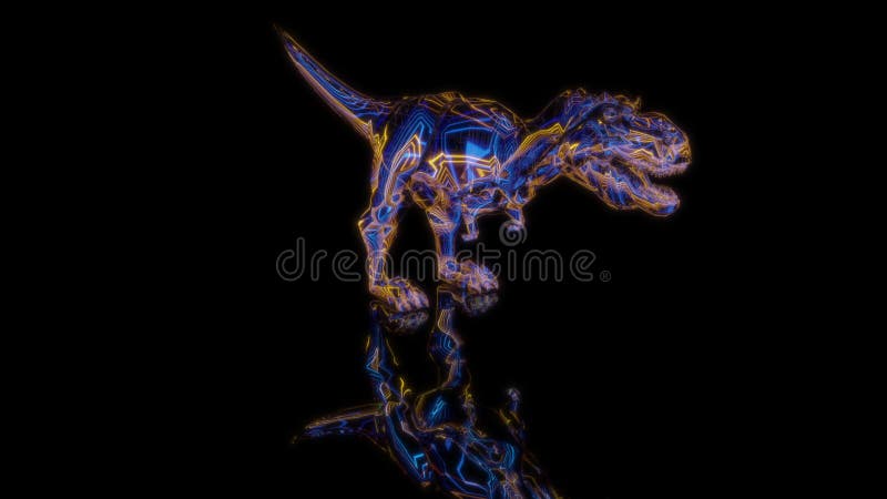 Model renderowania dinozaurów rex 3d animacji na czarnym tle ilustracja wektor