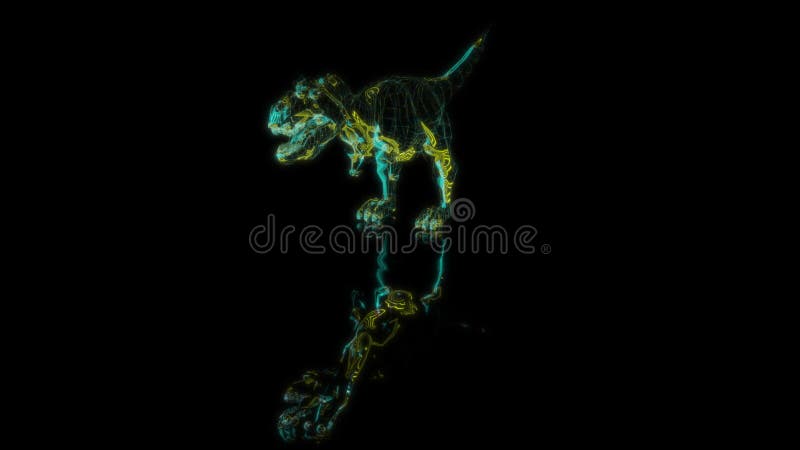 Model renderowania dinozaurów rex 3d animacji na czarnym tle royalty ilustracja