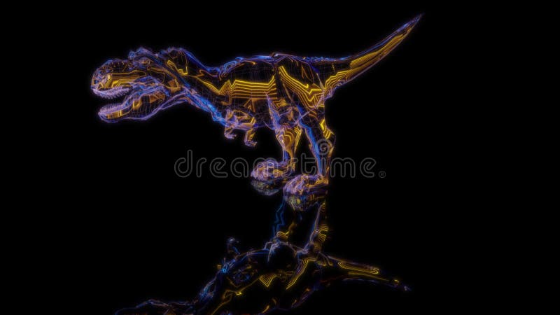 Model renderowania dinozaurów rex 3d animacji na czarnym tle royalty ilustracja
