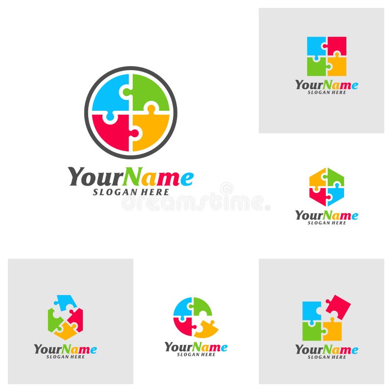 Model set de siglă pentru puzzle colorat. vector pentru siglă de puzzle. pictograma simbol creație emblemă vector illustration