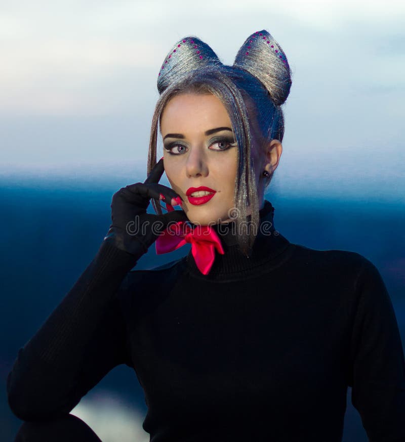 Sexual portrait of seductive,sexual girl.Professional fashionable model on fashion week. Well-dressed, good-looking girl,woman cat stock photos Sexual portrait of seductive,sexual girl.Professional fashionable model on fashion week. Well-dressed, good-looking girl,woman cat stock photos