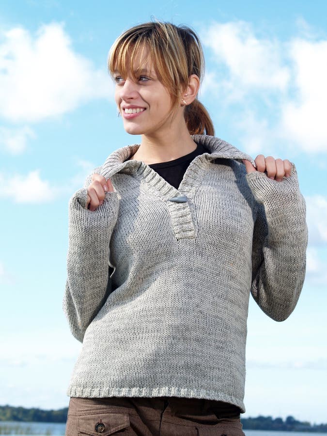 Model with sweater stock photo. Image of pretty, outdoor - 3259784