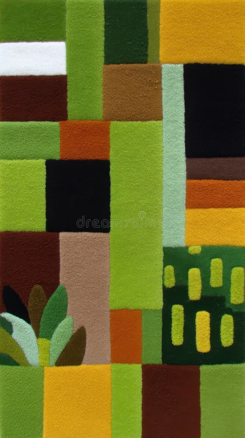 Model texturat abstract cu forme geometrice în culori de verde maro galben bronz și negru. stock photo