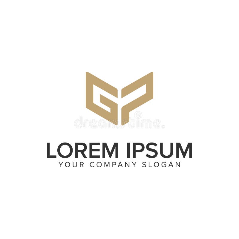 Model unic de proiectare a siglei creatoare cu litera g și p stock illustration