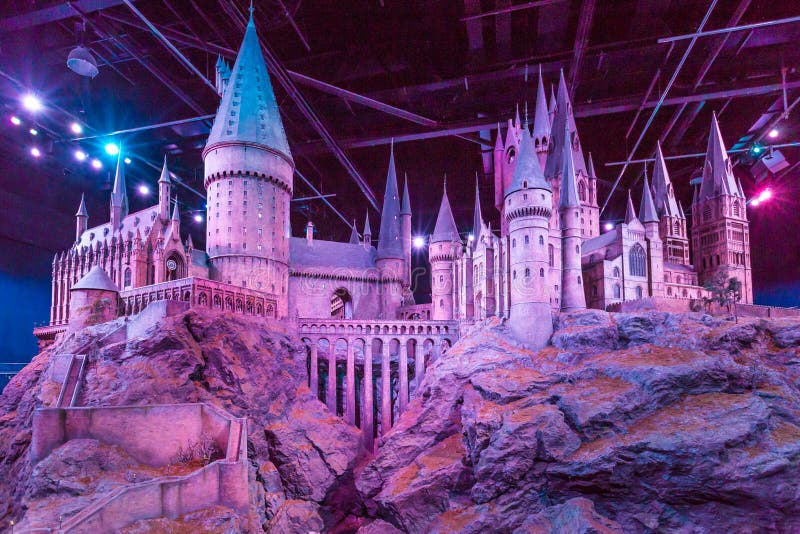 Model van Hogwarts in Warner Bros Studioreis - het Maken van Harry Potter stock foto Model van Hogwarts in Warner Bros Studioreis - het Maken van Harry Potter stock foto