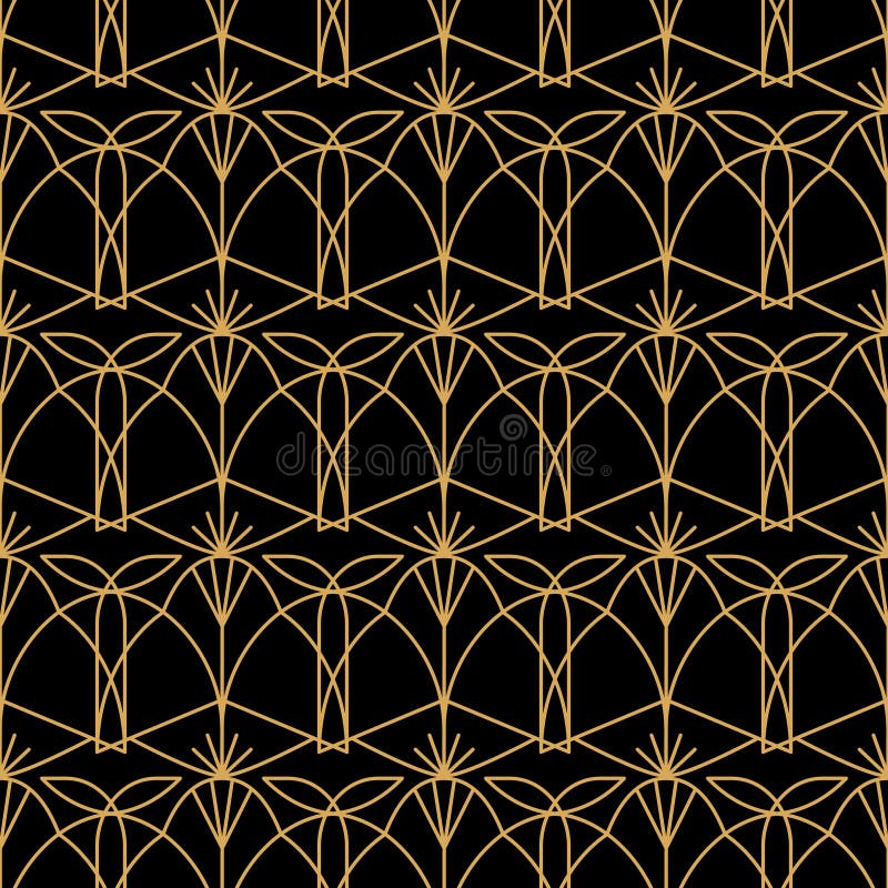 Model vectorial fără sudură în stilul retro Art deco. Fundal nou nouveau de aur abstract cu forme geometrice de lux elegante royalty free illustration