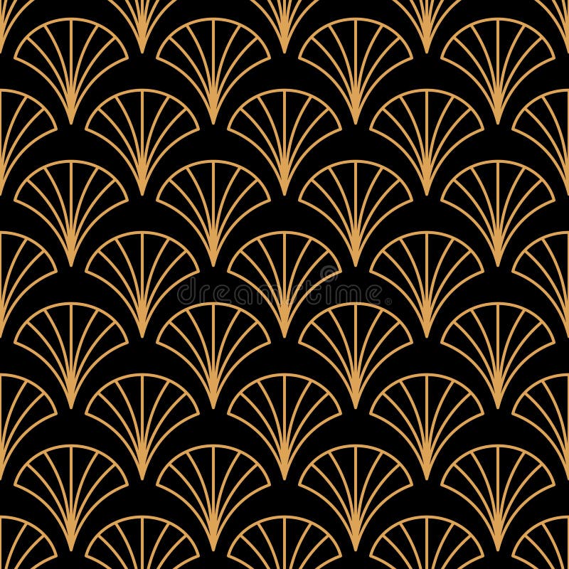 Model vectorial fără sudură în stilul retro Art deco. Fundal nou nouveau de aur abstract cu forme geometrice de lux elegante stock illustration