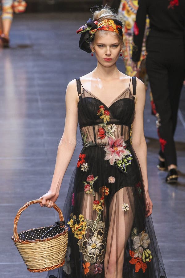 dolce and gabbana floral dress runway