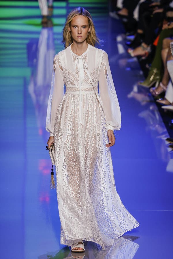 A Model Walks the Runway during the Elie Saab Show Editorial Stock ...