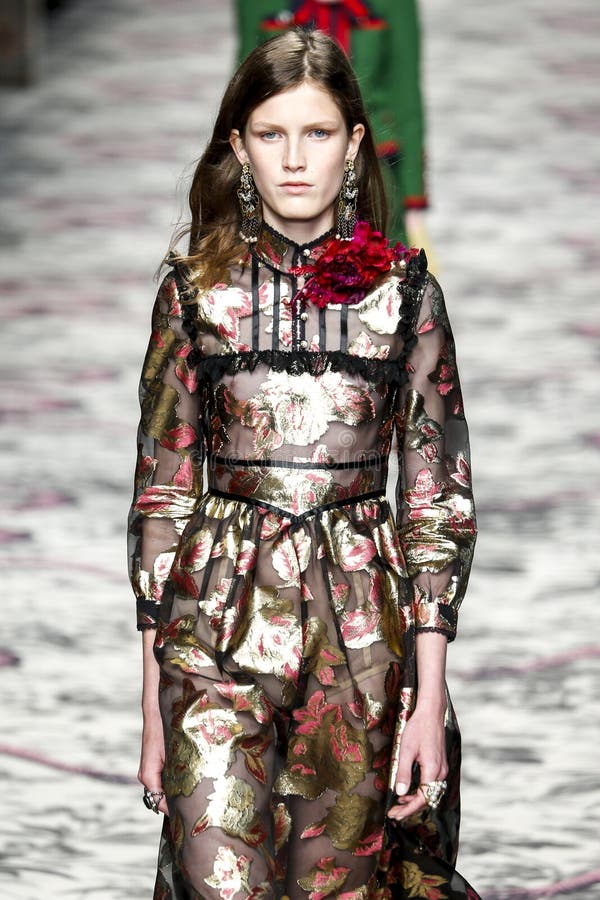 A Model Walks the Runway during the Gucci Show Editorial Photography ...