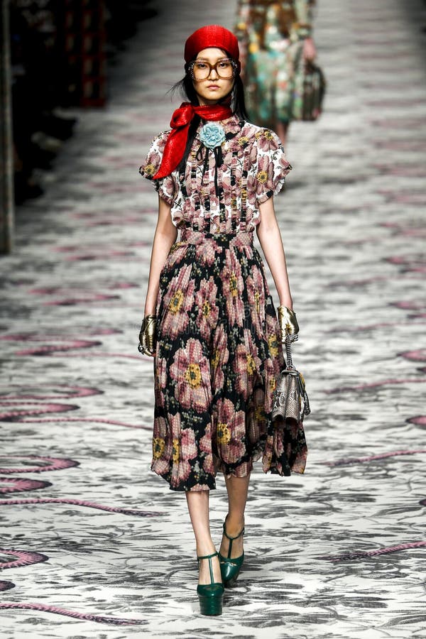 A Model Walks the Runway during the Gucci Show Editorial Stock Image ...