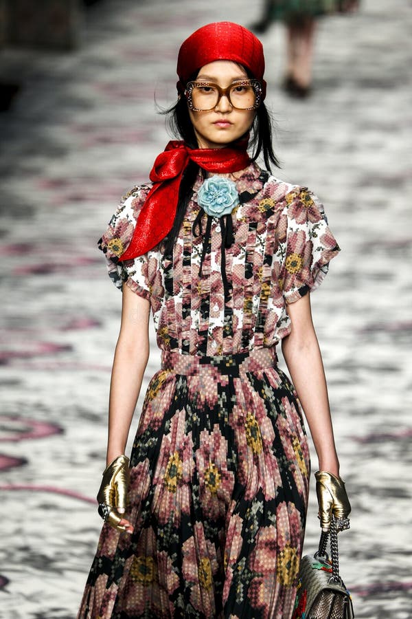 A Model Walks the Runway during the Gucci Show Editorial Image - Image ...