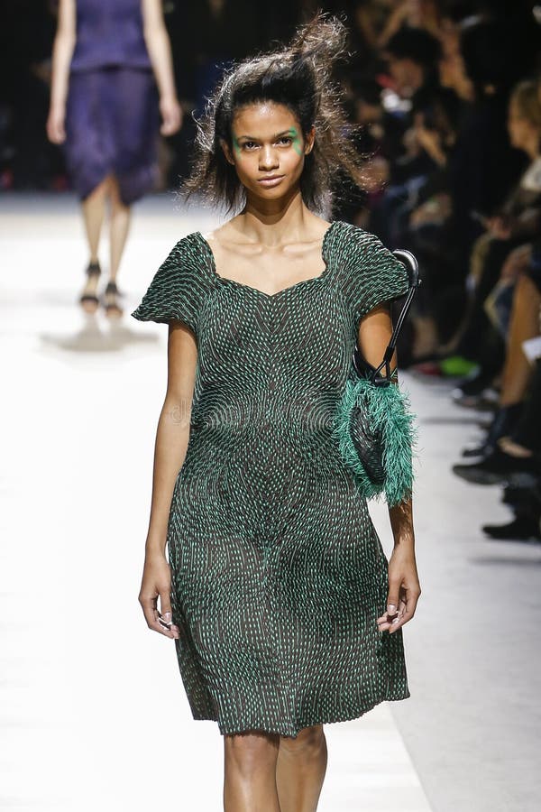 A Model Walks the Runway during the Issey Miyake Show Editorial ...