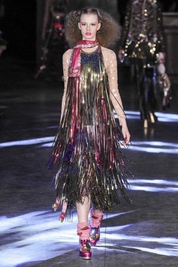 A model walks the runway during the Manish Arora show